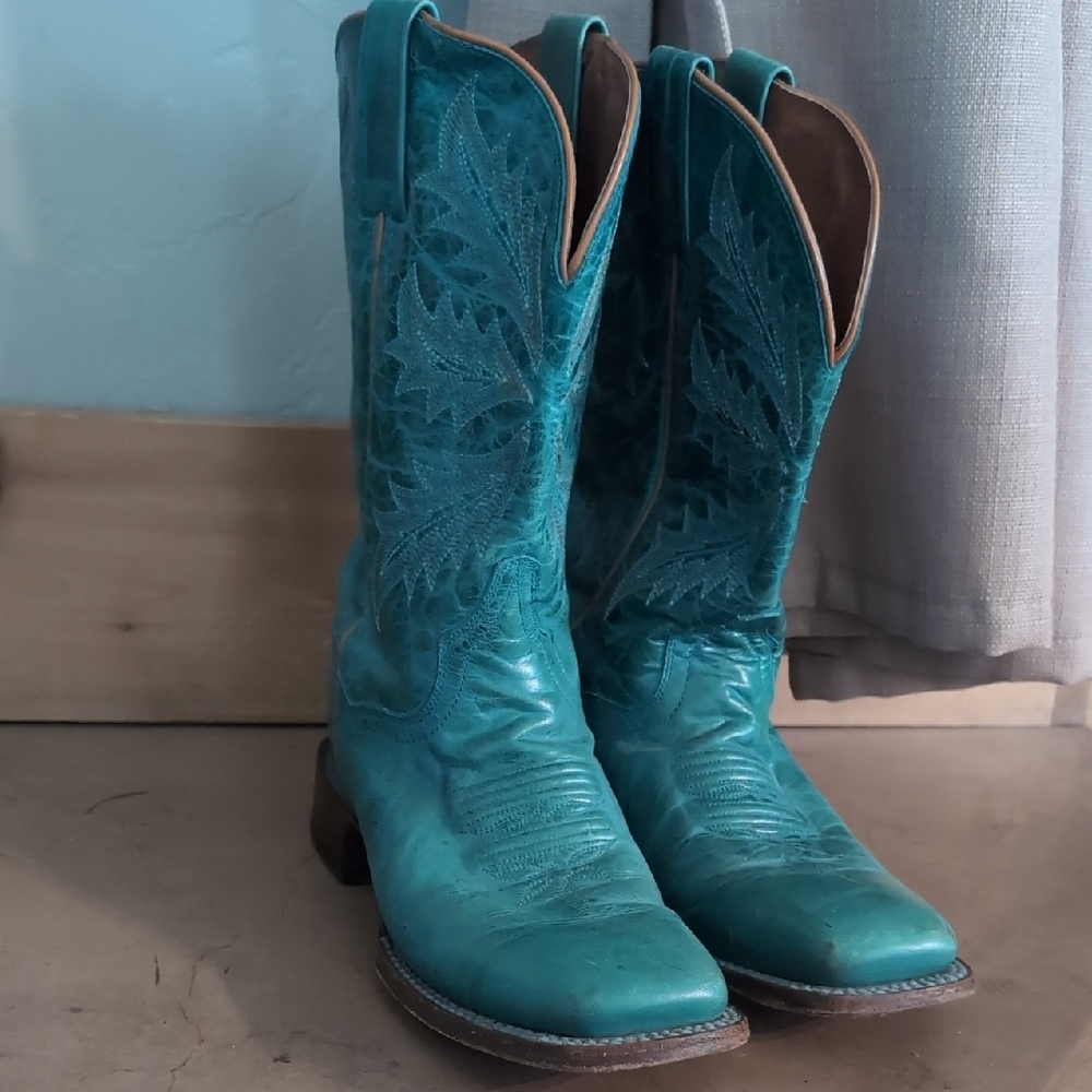 Dan Post Brown and Green Leather Boots